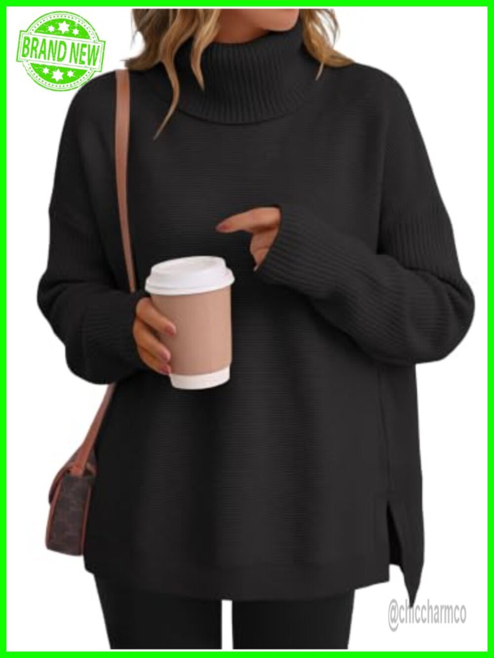 Womens Oversized Turtleneck Sweater Fall Pullover Tunic Long Sleeve